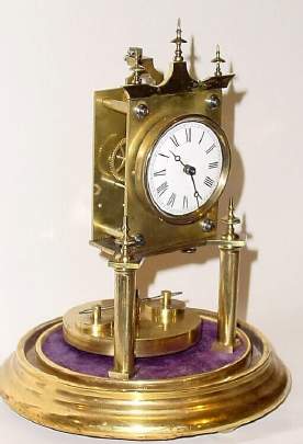 C.1885, German, Jahresuhrenfabrik, 400-Day clock with disc pendulum, short model, same size as 1882 production, but without Harder patent info on dial. — Antique Clocks Price Guide