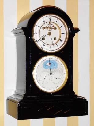 C.1890, French, Double Dial Perpetual calendar in a black slate case with restoration. — Antique Clocks Price Guide