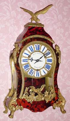 C.1750, French, Boulle Clock by imminent maker, Jean Baptiste Baillon, Paris, the 3-train quarter striking movement with crown /verge escapement and silk thread suspension, in an unusually small case. — Antique Clocks Price Guide