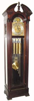 C.1920, Colonial Mfg. Co., Zeeland, Mi, Model 1319, Hall Clock, triple chime on 9 tubes, 3-weight, with moon phase. — Antique Clocks Price Guide
