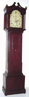 C.1810, 8-day American Tall Case, a formal pine case from a wooden works clock with a label of Sperry and Co., Waterbury, now with a New Hampshire 8-day brass movement from the same time period. — Antique Clocks Price Guide