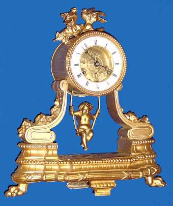 C.1890, French, Swinging Doll, 8-day time and bell strike mantel clock. — Antique Clocks Price Guide