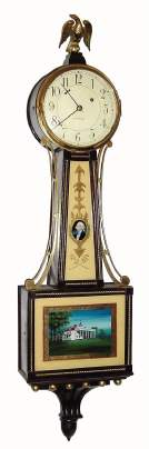 C.1924, Waltham Watch and Clock Co., (on mov't), Presentation banjo with gilt brass rope on door and throat, weight driven, 8-day, serial No. 8474. — Antique Clocks Price Guide