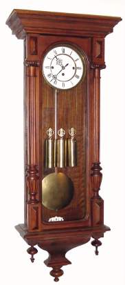C.1895, German, Junghans, Grand Sonnerie, 3-Wt wall clock, in a walnut case, with carved Corinthian half columns to the side, in the Alt Deutsch style. — Antique Clocks Price Guide