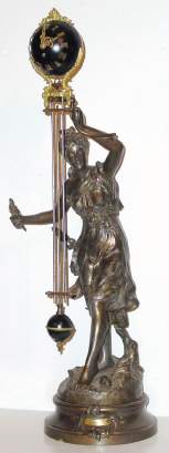 C.1890, French, Patinated Spelter Mystery Swinging Timepiece , or Swinger, the elaborate figure "Fleurs de Printemps", par Levasseur. — Antique Clocks Price Guide