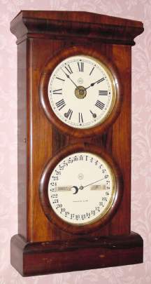 C.1877, Seth Thomas Clock Co., "Parlor Calendar No. 3" , 8-day time, strike and alarm, double dial, perpetual calendar clock. — Antique Clocks Price Guide