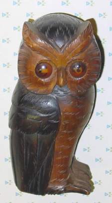 C.1928, German, Oswald, Carved Wood WISE OWL, one day novelty, time indicated by the position of the rolling eyes. — Antique Clocks Price Guide