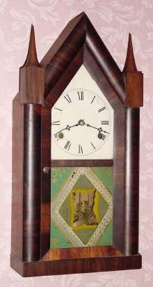 C.1845, Wm. L. Gilbert, Winsted, Conn, SHARP GOTHIC, 30-Hour 2-fusee, Steeple Clock. — Antique Clocks Price Guide