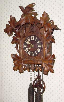 C.1880, German, 30-hour time/strike cuckoo clock, wooden plates, with restorations. — Antique Clocks Price Guide