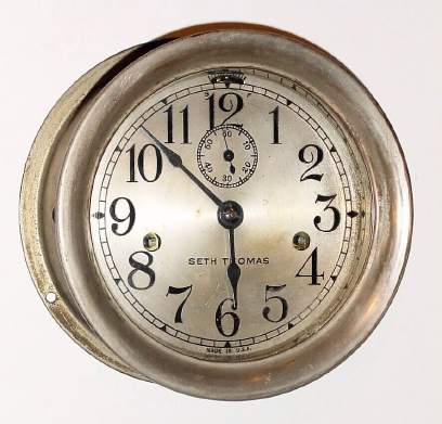 C.1935 Seth Thomas Clock Co., Thomaston, Conn., "Engine Lever" , 8-day engine room lever movement timepiece, double wind movement. — Antique Clocks Price Guide