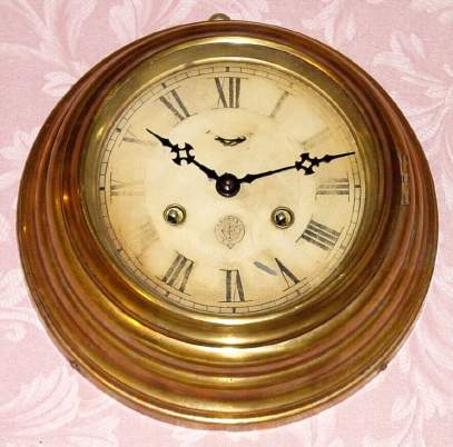 C.1870, Jerome and Co., [New Haven], CANTON LEVER, brass cased gallery clock, 8-day. — Antique Clocks Price Guide