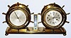  C.1929, Waterbury Clock Co., Waterbury Conn, "Ship's Bell No. 19", 8-day time/strike clock/barometer/thermometer desk set. 