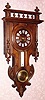  C.1900, French, 8-day time and strike barometer +thermometer wall clock in walnut.
