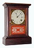  C.1865, Atkins Clock Co., Bristol, Conn, 8-Day, cornice top shelf clock in rosewood with original tablets. 