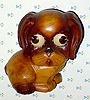  C.1935, German, Oswald, Small Carved Wood DOG, linden with light brown coloration, standard size eyes. Time indicated by position of the pupil. 