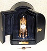  C.1985, Swiss, Comer, Lamignonnette, miniature engraved 8-day skeleton timepiece, 17 jewel lever movement. The original of this model was designed by George Thomas of Lutherville, MD, and was made in a limited edition of 50 pieces only. 