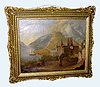  C.1850, Swiss or Austrian, 8-Day Picture Clock, time and strike, with 7 gong angelus w/ 8 hammers. 