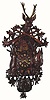  C.1910, German, Giant Wall Cuckoo, Fusee movement, hunting motif with life size rabbit and quail and large deer head at top. 