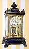  C.1914 Ansonia Clock Co., "Porcelain Regulator No. 6" , 8-day time/strike crystal regulator in cobalt blue. 
