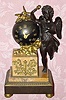  C.1875, French, Vincenti and Cie, bronze and marble figural clock, with tiny 8-day gong strike movement . 
