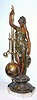  C.1880, French, Torsion-Mystery Timepiece, a patinated spelter statue, holding the clock which is itself the pendulum. 
