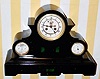  C.1890, French, 3-Dial Mantel clock, time and strike, with calendar lower left and Aneroid barometer lower right. 