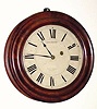  C.1848, Brewster and Ingrahams, Bristol, Conn , round mahogany gallery clock, case of 8 glued sections, turned round, with an "east-west" type timepiece movement and wooden dial. 
