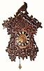  C.1880, German, Wooden Plate, Fusee Wall Cuckoo, large 8-day, 3-bird and 42 leaf pattern. 