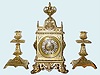  C.1900, Japy Freres, 8-day time + strike garniture set (3-piece), for Bigelow, Kennard and Co. 