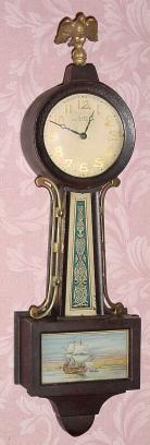 C.1928, New Haven Clock Co., "Willis", 12-day banjo timepiece. — Antique Clocks Price Guide