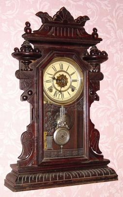 C.1885, Waterbury Clock Co., "The Hough", 8-day time/strike/alarm parlor clock. — Antique Clocks Price Guide