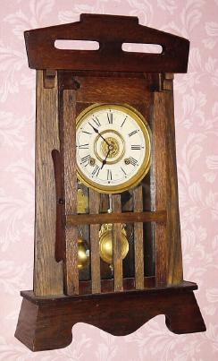 C.1907, New Haven Clock Co., "Sancho Line", 8-day time, strike and alarm mission style mantel clock. — Antique Clocks Price Guide