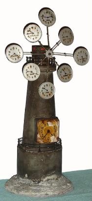 C.1910, German, Junghans, World Time lighthouse clock, with 8 small dials for distant time, local time showing on the large dial in the base, as-found. — Antique Clocks Price Guide