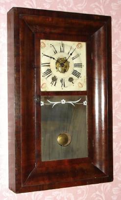 C.1840, E. C. Brewster and Co., Bristol, Conn., 30-hour time and strike, iron backplate brass movement OG shelf clock (spring driven). — Antique Clocks Price Guide