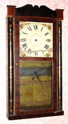 C.1830, Erastus Hodges, Torrington, Conn., 30-hour time and strike wood movement half column and splat shelf clock. — Antique Clocks Price Guide