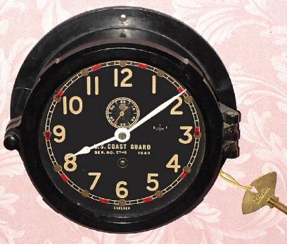C.1943, (dated dial) Chelsea Clock Co., 8-day U.S. Coast Guard ward or engine room timepiece, No. 2746. — Antique Clocks Price Guide