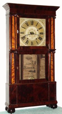 C.1835, Rodney Brace, North Bridgewater, Mass, 30-hour wooden works, Empire style shelf clock, t/s/alarm. — Antique Clocks Price Guide