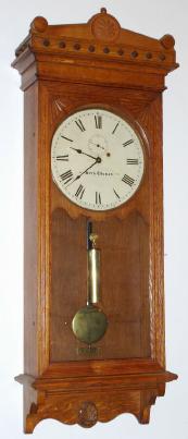 C.1909, Seth Thomas Clock Co., "Regulator No. 30", 8-day weight wall timepiece, replaced top and bottom. — Antique Clocks Price Guide