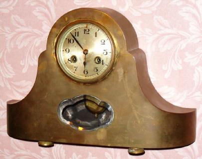 C.1905, German, Tobias Bauerle and Sons, Black Forest, 8-day time and bell strike brass cased mantel clock, Jugendstil. — Antique Clocks Price Guide