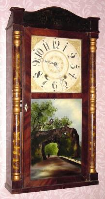 C.1835, Barnes, Bartholomew and Co., Bristol, Conn., 30-hour time/strike wood movement half column and splat shelf clock. — Antique Clocks Price Guide