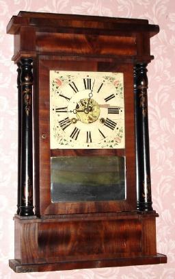 C.1850, Wm. S. Johnson, New York, 4-Column Empire style shelf clock, 30-hour with two slim iron weights. — Antique Clocks Price Guide