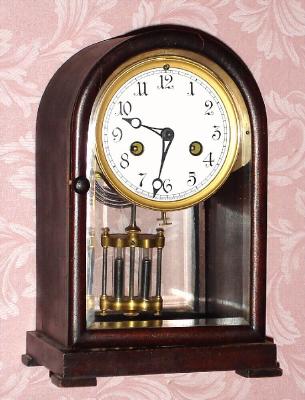 C.1917, Waterbury Clock Co., "Marson", 8-day time/strike WOODEN crystal regulator, as-found. — Antique Clocks Price Guide