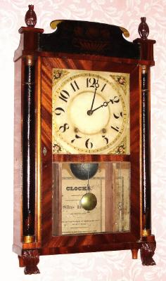C.1830, Silas Hoadley, Plymouth, Conn., 30-hour time/strike wood movement half column and splat shelf clock. — Antique Clocks Price Guide