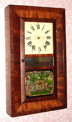 C.1841, Oliver Weldon, Bristol, Conn., 30-hour time/strike wood movement bevel case shelf clock. — Antique Clocks Price Guide