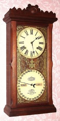 C.1884, Ithaca Calendar Clock Co., "No. 14 Granger" 8-daytime/strike calendar clock, with restorations. — Antique Clocks Price Guide