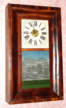 C.1850, George Marsh, Winchester, Conn., 30-hour time and strike OG shelf clock, brass movement. — Antique Clocks Price Guide