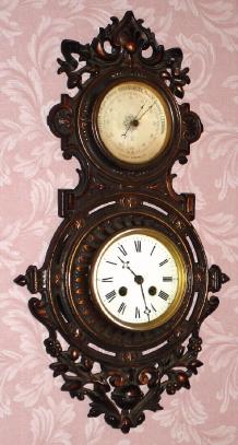 C.1900, Japy Freres, 8-day wall clock with barometer. — Antique Clocks Price Guide