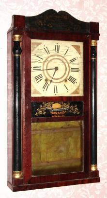 C.1835, Henry C. Smith, Plymouth, Conn., 30-hour time/strike half column and splat, wood works shelf clock.. — Antique Clocks Price Guide