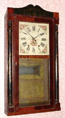 C.1830, Riley Whiting, Winchester, Conn., 30-hour time/strike half column and splat shelf clock. — Antique Clocks Price Guide