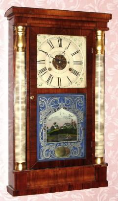 C.1855, Seth Thomas Column Clock, 30-hour time and gong strike, smoked columns. — Antique Clocks Price Guide